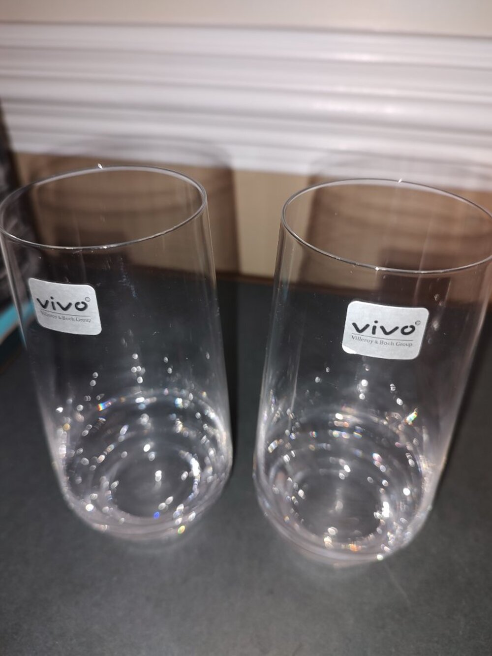 VIVO VILLEROY & BOCH TWO 13 OZ GLASSES NEW IN BOX STICKERS STAMPED VIVO LOGO